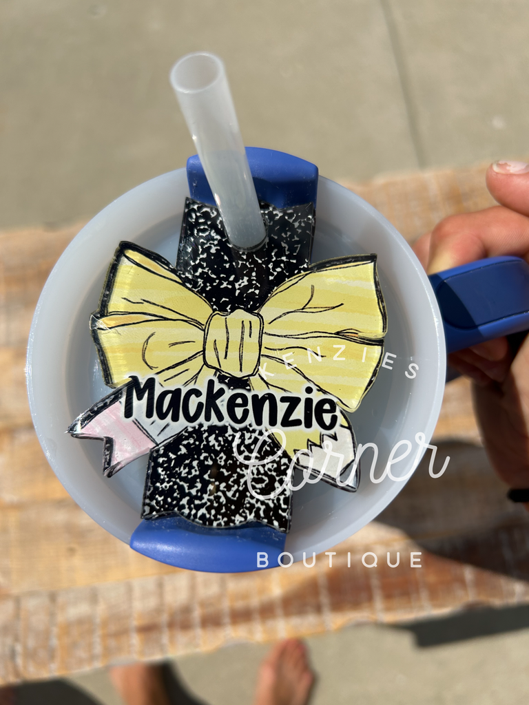 Blank Acrylic 40 oz name plate topper VERTICAL pencil bow