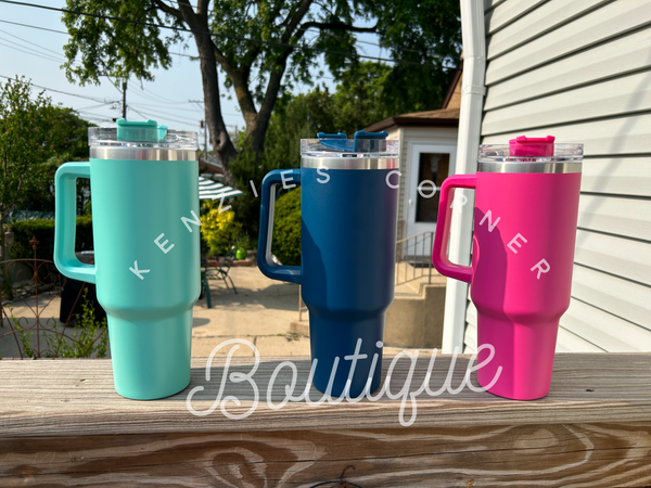Blank powder coated 40 oz tumbler with handle 3