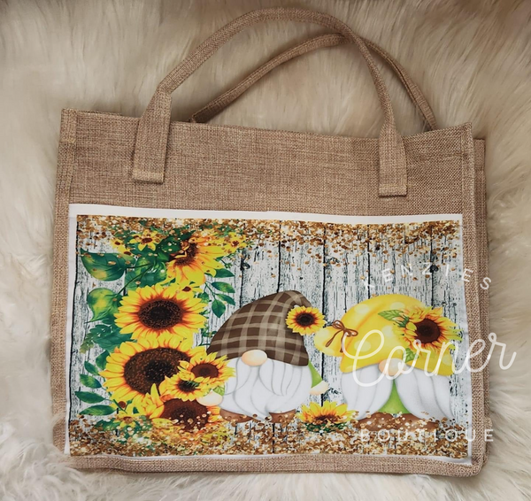 Blank burlap and white sublimation tote bag (large and medium size)