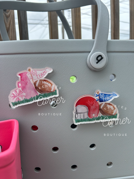 Blank Acrylic MM Football Pom pom and megaphone bag tag
