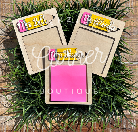 Customized post it holder with pencil design personalized