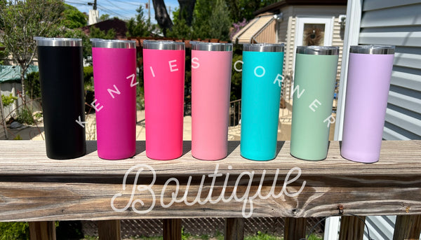 Blank powder coated 20 oz skinny tumbler