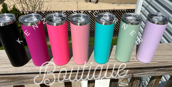 Blank powder coated 20 oz skinny tumbler