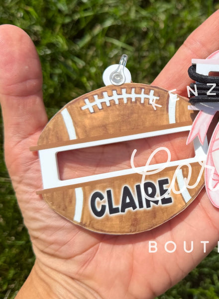 Blank Acrylic scrunchi ponytail holder football bag tag