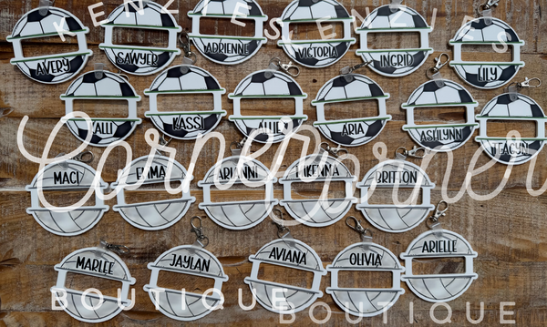 Customized Acrylic scrunchi ponytail pony holder hair tie bag tag