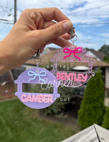 Customized Hair tie pony holder 3D acrylic bag tags
