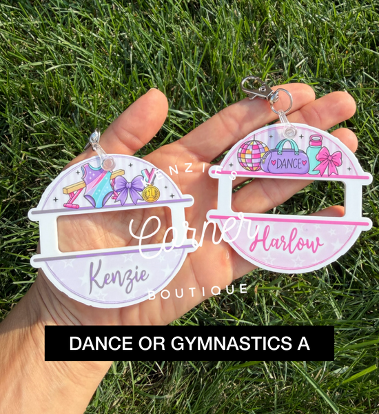 Customized Acrylic scrunchi ponytail pony holder hair tie bag tag