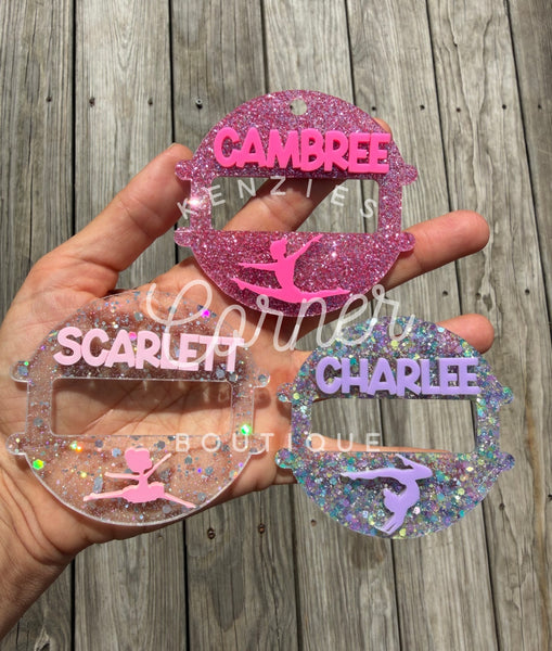 Customized Hair tie pony holder 3D acrylic bag tags