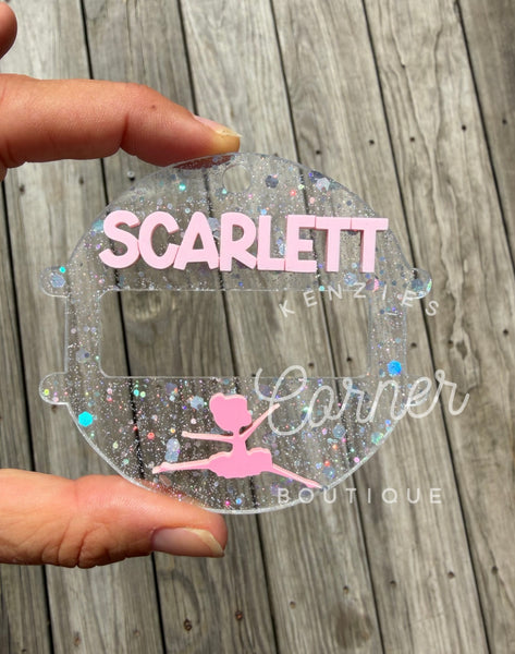 Customized Hair tie pony holder 3D acrylic bag tags