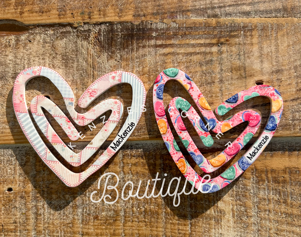 Blank Acrylic paper clip bookmark / bag clip paperclip valentine heart