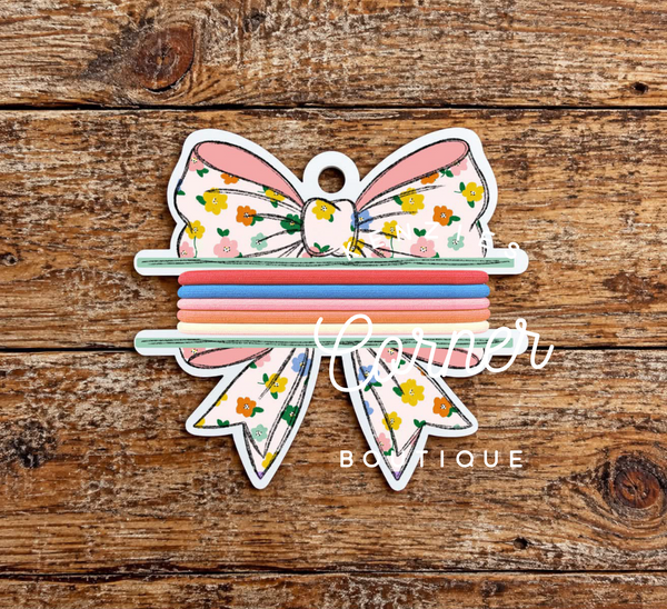 Blank Acrylic scrunchi ponytail holder Bow bag tag