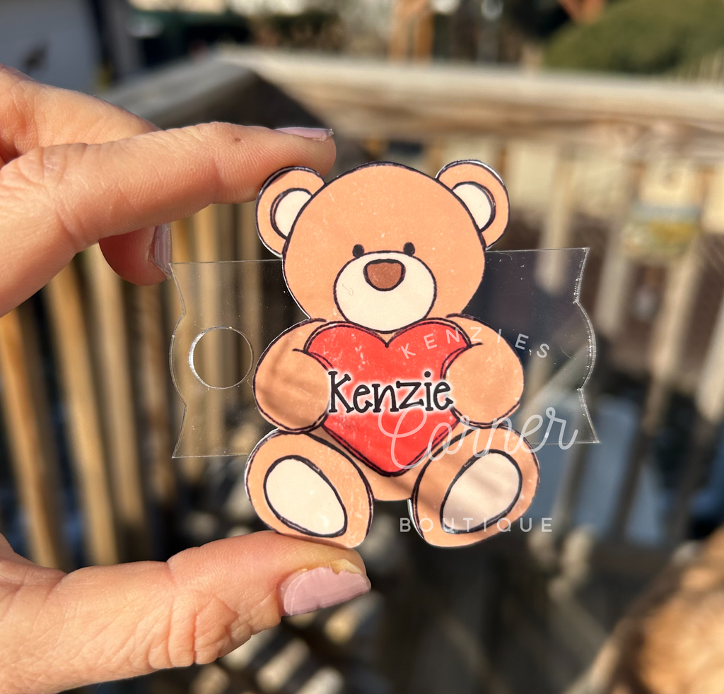 Blank Acrylic 40 oz name plate topper teddy bear TWO PIECES Blank Acrylic 40 oz name plate topper teddy bear TWO PIECES