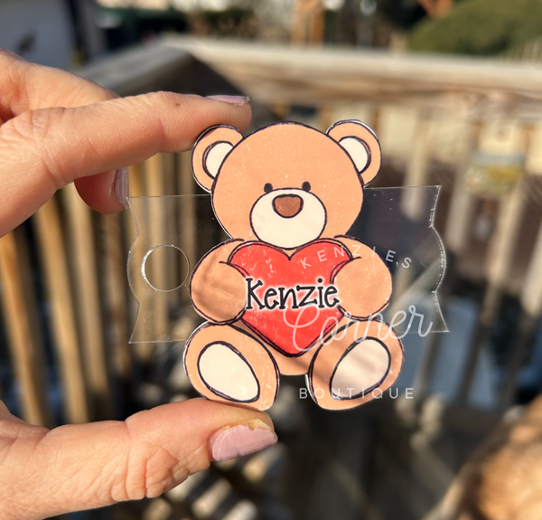 Blank Acrylic 40 oz name plate topper teddy bear TWO PIECES