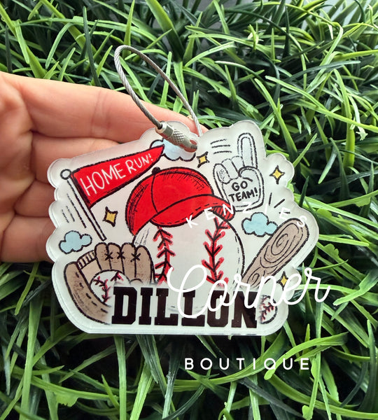 Blank Acrylic baseball collage bag tag or charm MM
