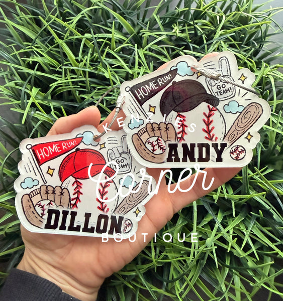 Blank Acrylic baseball collage bag tag or charm MM