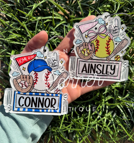 Blank Acrylic baseball name plate bag tag or charm MM