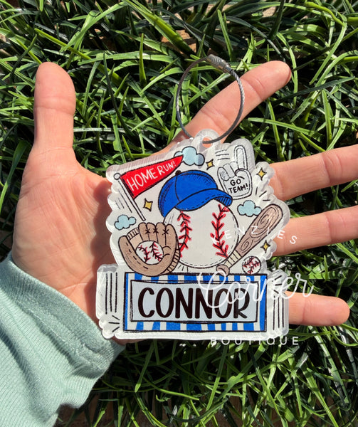 Blank Acrylic baseball name plate bag tag or charm MM