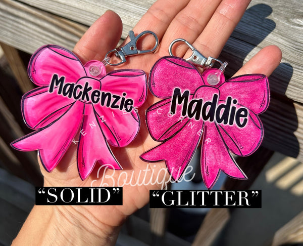 Customized colors and softball BOW bag tag