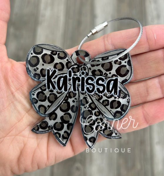 Customized colors and softball BOW bag tag