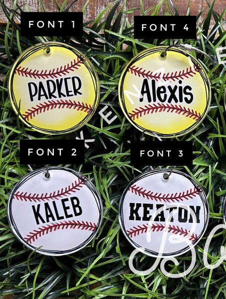 Customized Sport bag tag softball, basketball, baseball, soccer, volleyball, golf