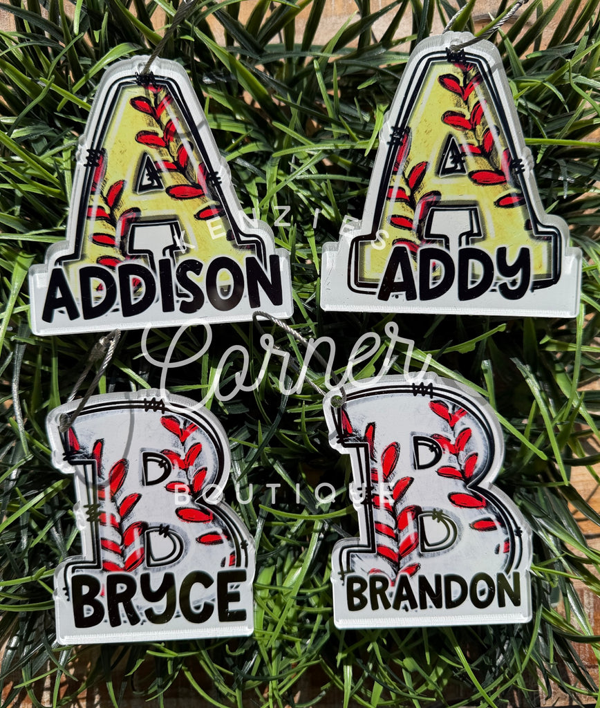 Blank Acrylic baseball and softball Initial tags