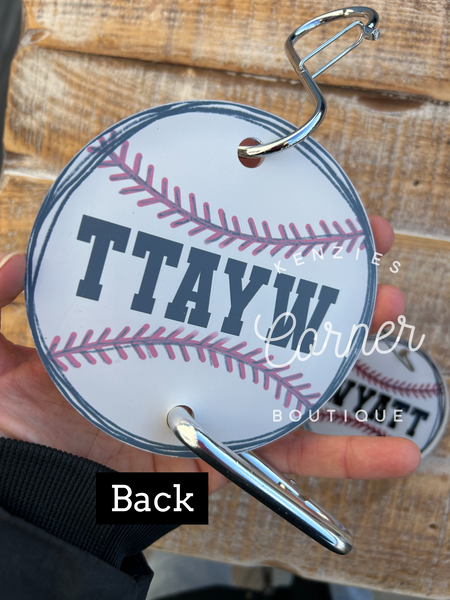 Blank Acrylic baseball or softball bag hook tag