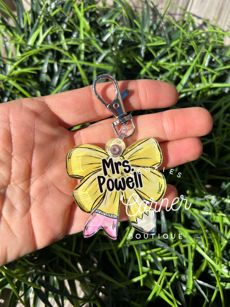 Customized teacher pencil bag tag or keychain