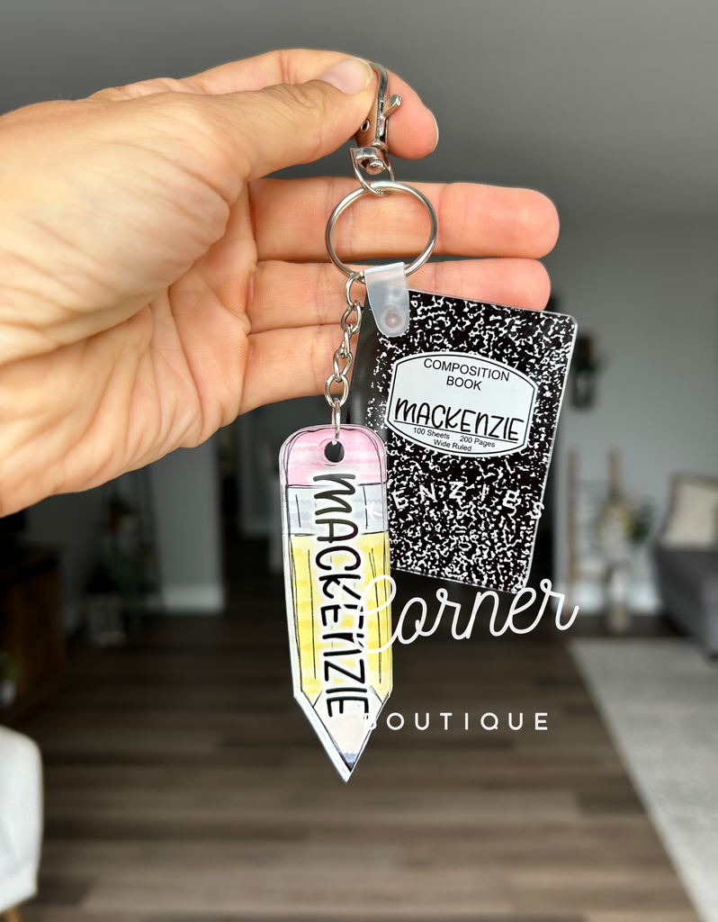 Blank Acrylic notebook and or pencil keychain