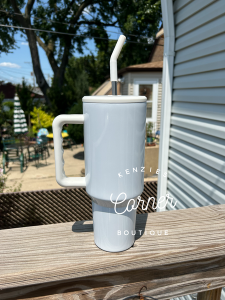 Blank 40 ounce gloss WHITE LID tumbler for sublimation