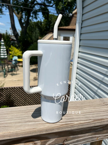 Blank 40 ounce gloss WHITE LID tumbler for sublimation