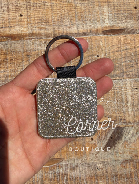 Blank sublimation glitter keychain key chain