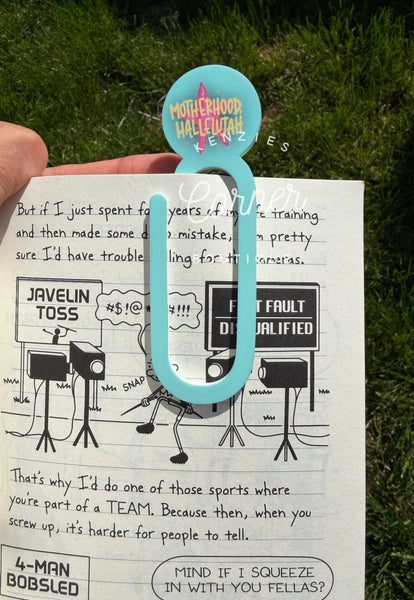 Blank Acrylic paper clip bookmark / bag clip paperclip circle top