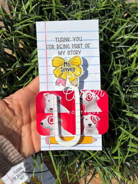 BLANK Acrylic paper clip bookmark pencil BOW paper clip
