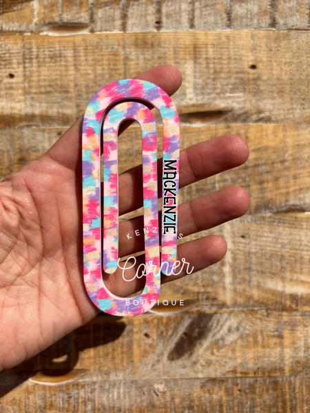 Blank Acrylic paper clip bookmark / bag clip paperclip