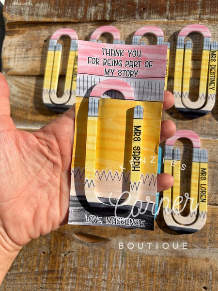 Customized Acrylic paper clip bookmark pencil paper clip – Kenzie's ...