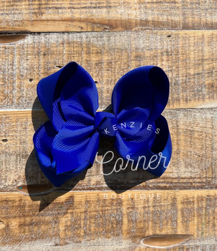 Cobalt Blue 4 inch bow with 2 inch ribbon