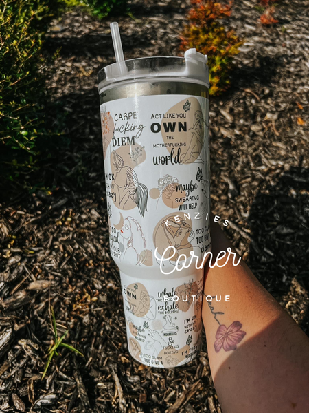 Blank 40 ounce gloss tumbler for sublimation silver rim (clear lid)