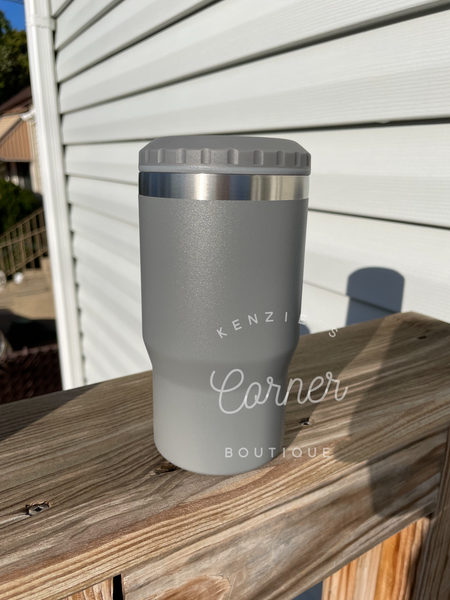 Blank powder coated 4-in-1 can cooler tumbler