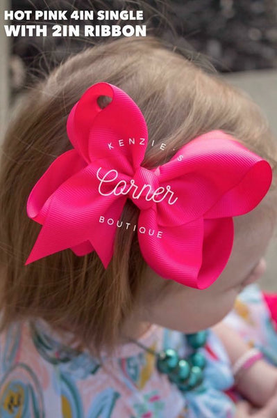 Hot pink 4 inch bow with 2 inch ribbon