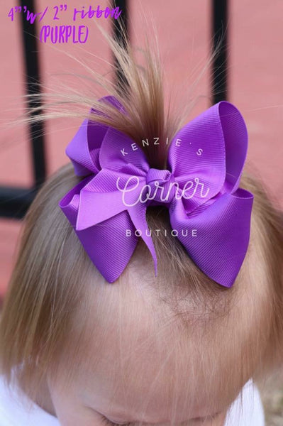 Purple 4 inch bow with 2 inch ribbon