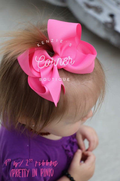 Pretty Pink 4 inch bow with 2 inch ribbon