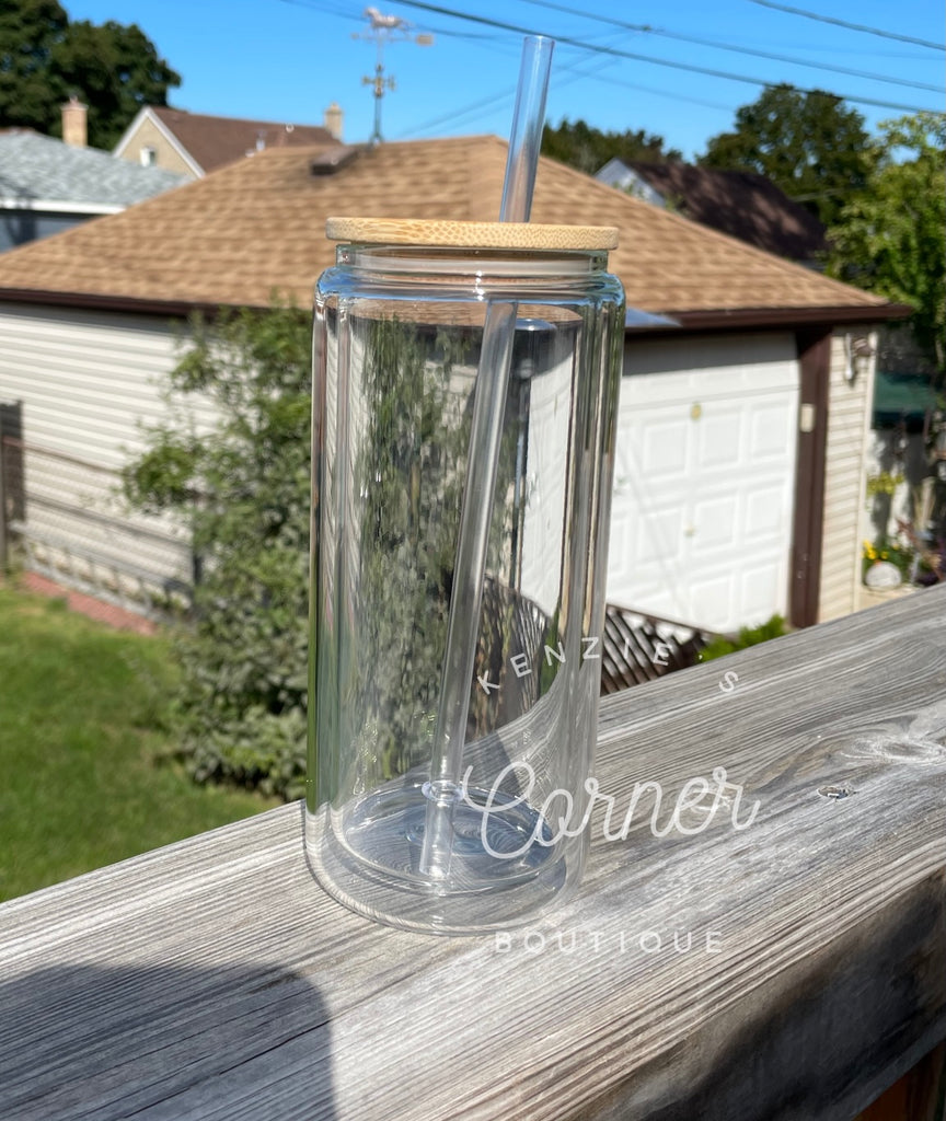 Blank 15 ounce clear snow globe glass cup for sublimation