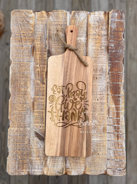 Thanksgiving Acacia wood custom laser engraved cutting board