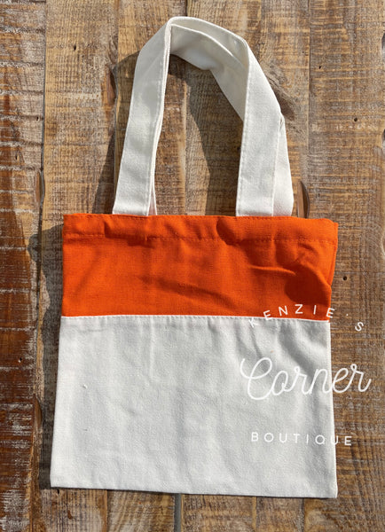 Blank orange or black unlined top sublimation canvas tote bag