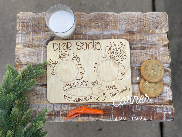 Wood engraved Santa tray