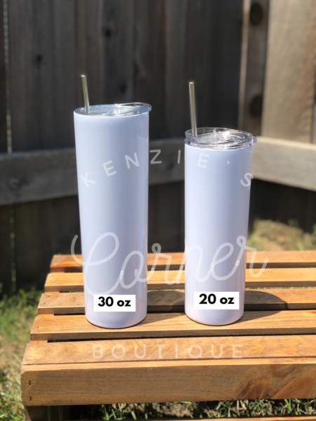 Blank 30 ounce straight skinny tumblers for sublimation