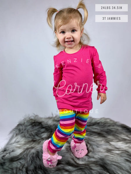 Rainbow and hot pink pajamas (B13)