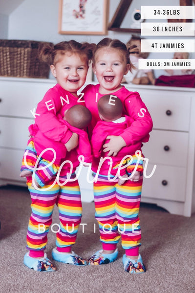 Rainbow and hot pink pajamas (B13)