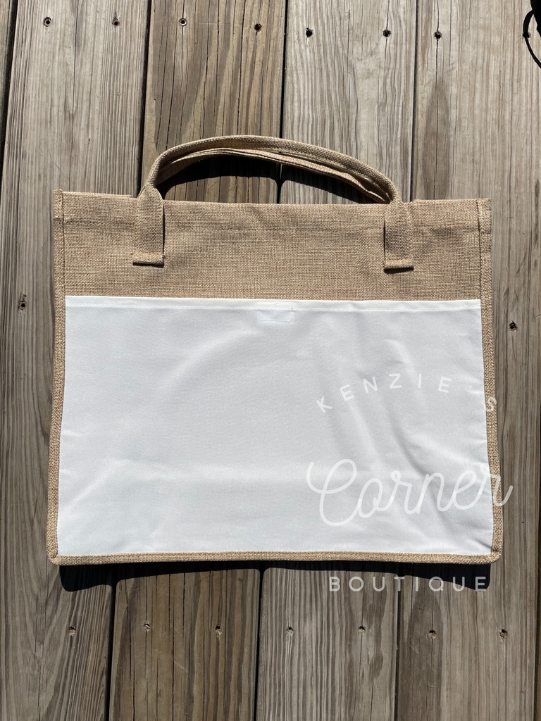 Blank burlap and white sublimation tote bag (large and medium size
