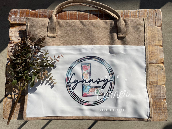 Blank burlap and white sublimation tote bag (large and medium size)
